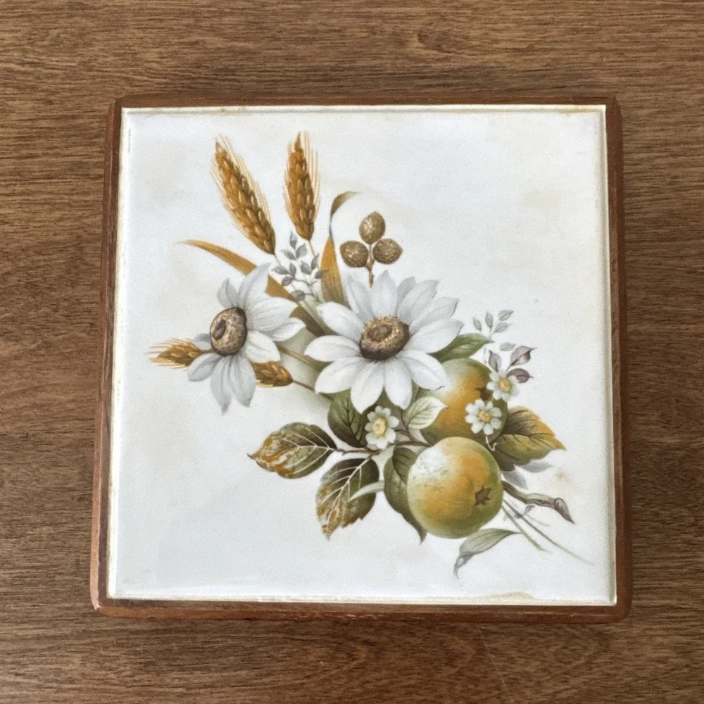 Vintage Floral Trivet Handcrafted Cottage Core Farmhouse Grandma Core